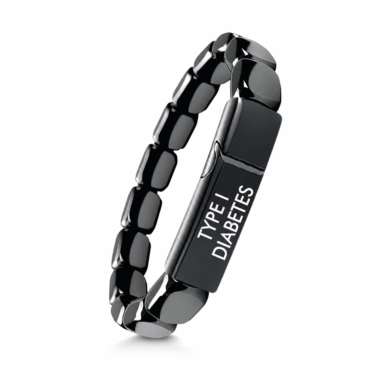 Men’s Hematite Diabetes Medical Alert Bracelet