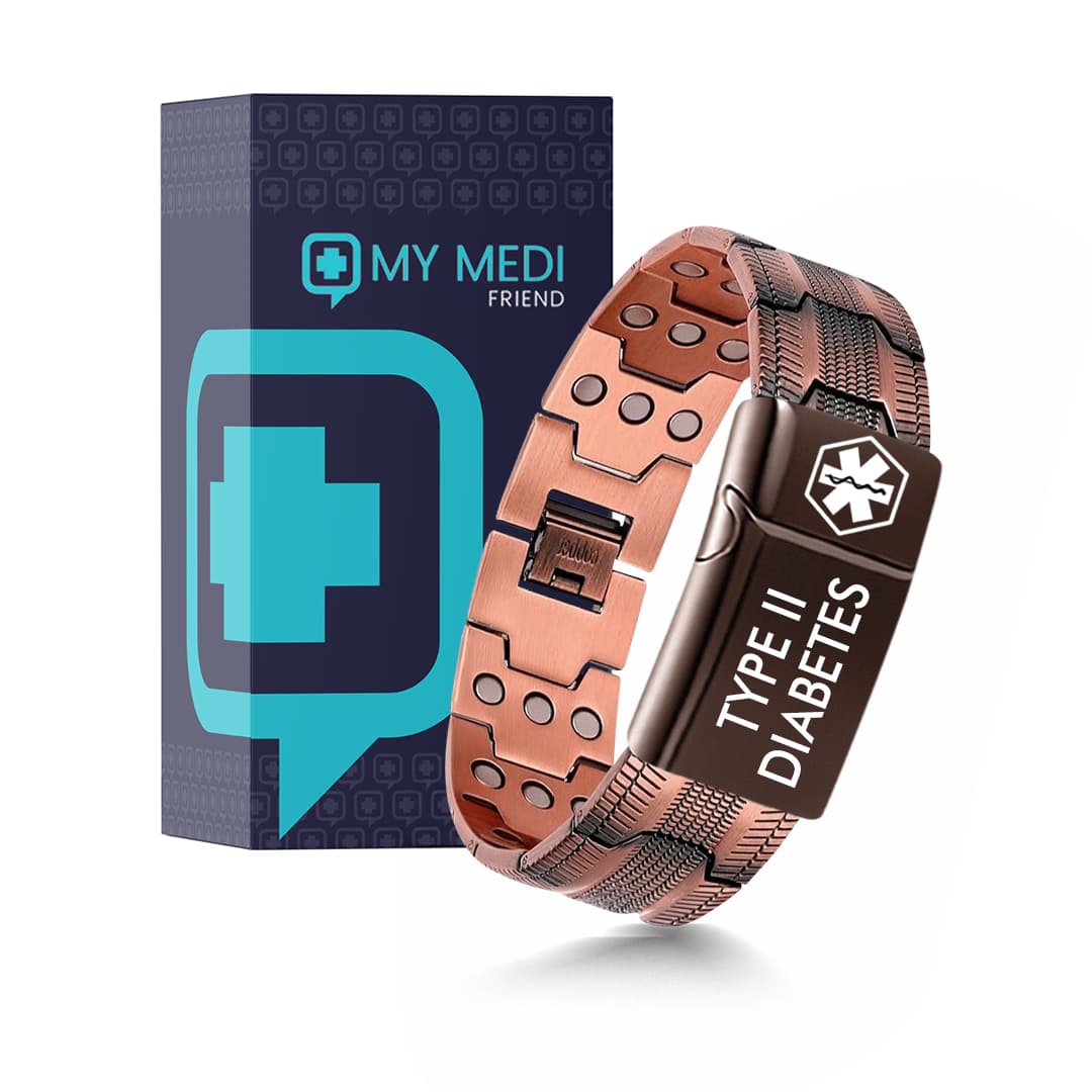 Men’s Copper Diabetes Medical Alert Bracelet