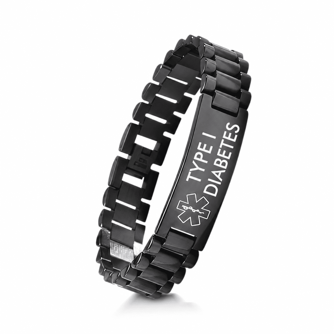 Men’s Wide Band Diabetes Medical Alert Bracelet
