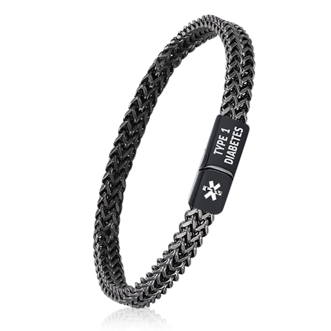 Men Black Diabetes Bracelet