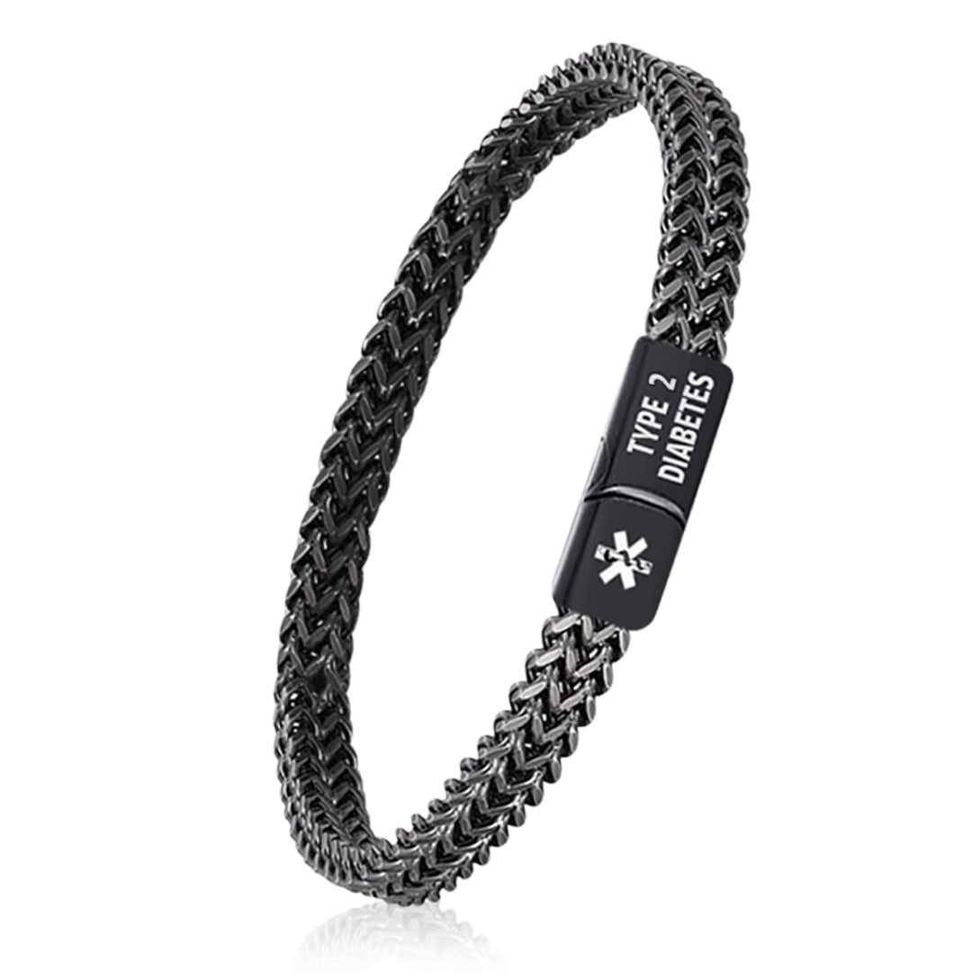 Men Black Diabetes Bracelet