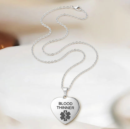Heart Blood Thinner Medical Alert Necklace