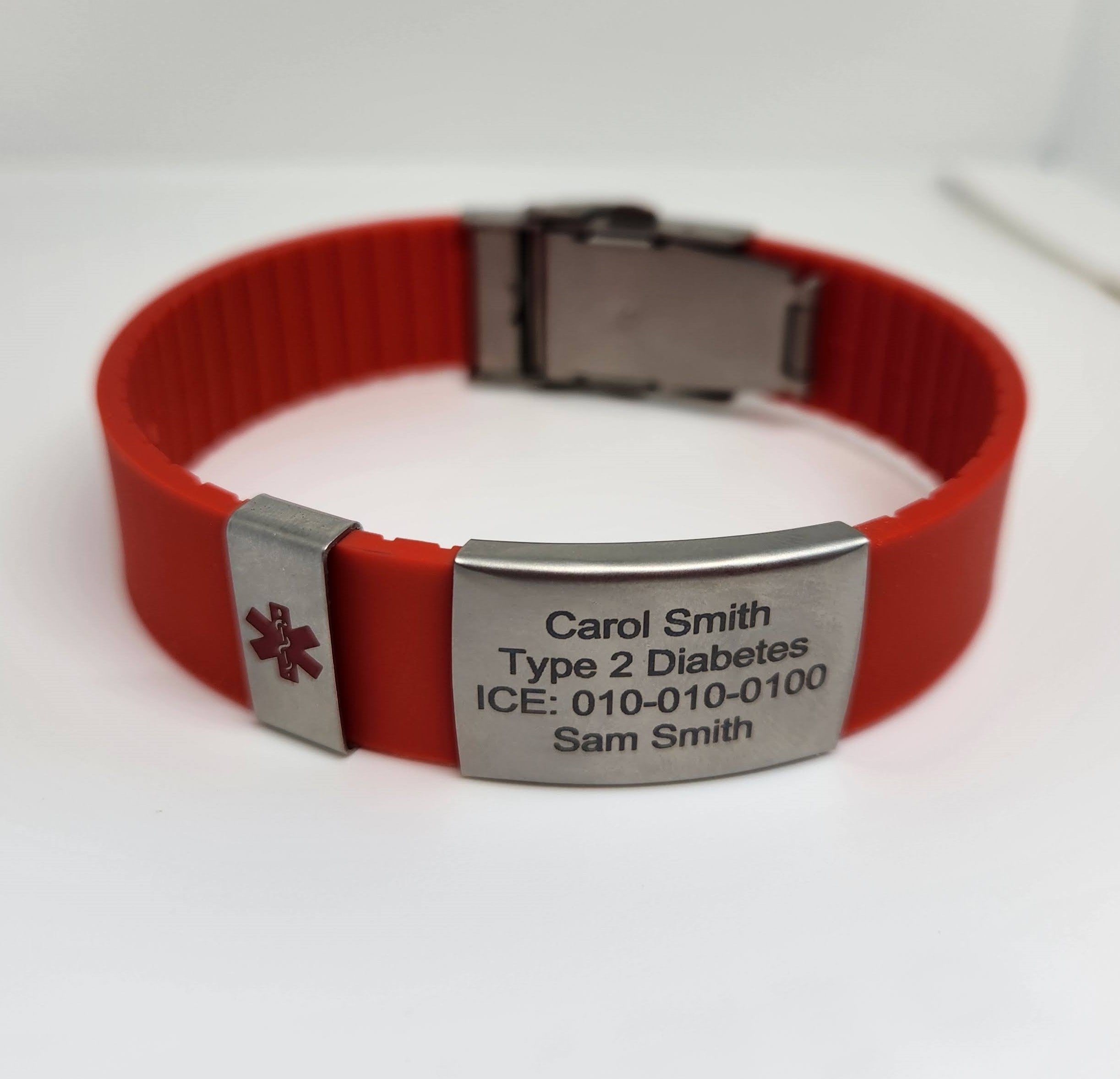 Engravable Silicone and Steel Medical ID Bracelet (US SHIPPING ONLY)