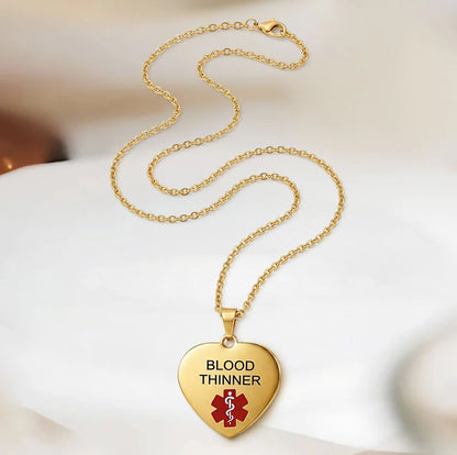 Heart Blood Thinner Medical Alert Necklace