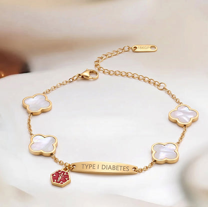 My Medi Bracelet for Women - Women White Flower Diabetes