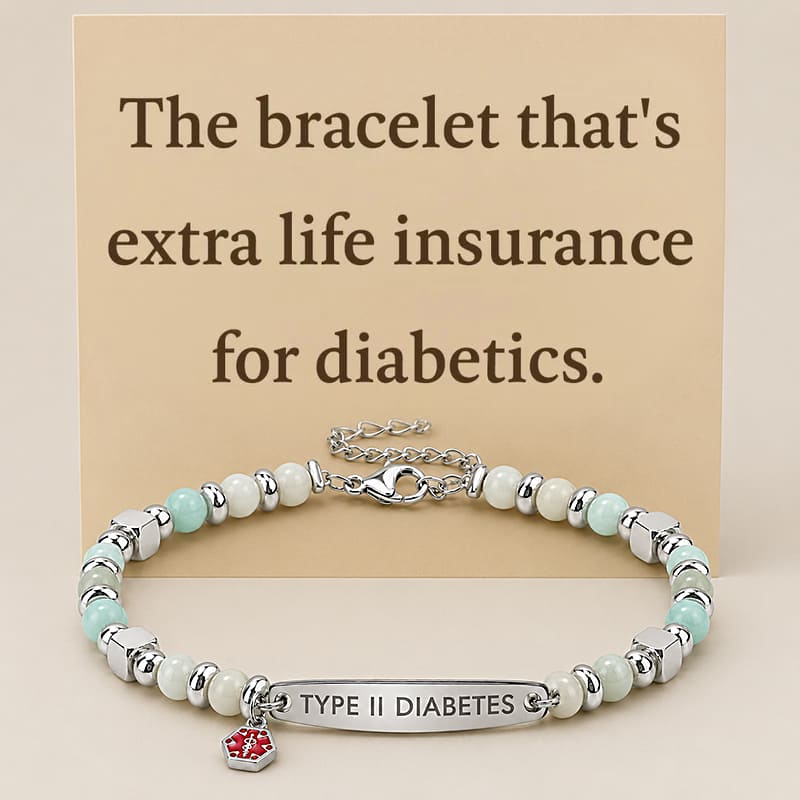My Medi Bracelet for Women - Green Beaded Diabetes