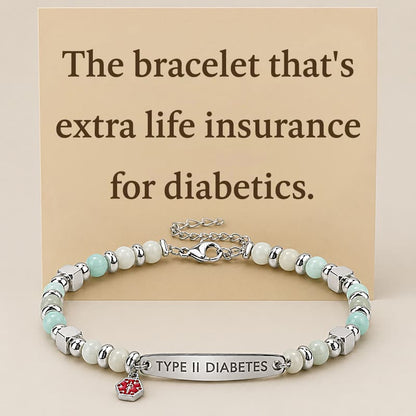 My Medi Bracelet for Women - Green Beaded Diabetes