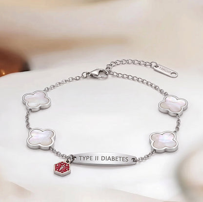My Medi Bracelet for Women - Women White Flower Diabetes