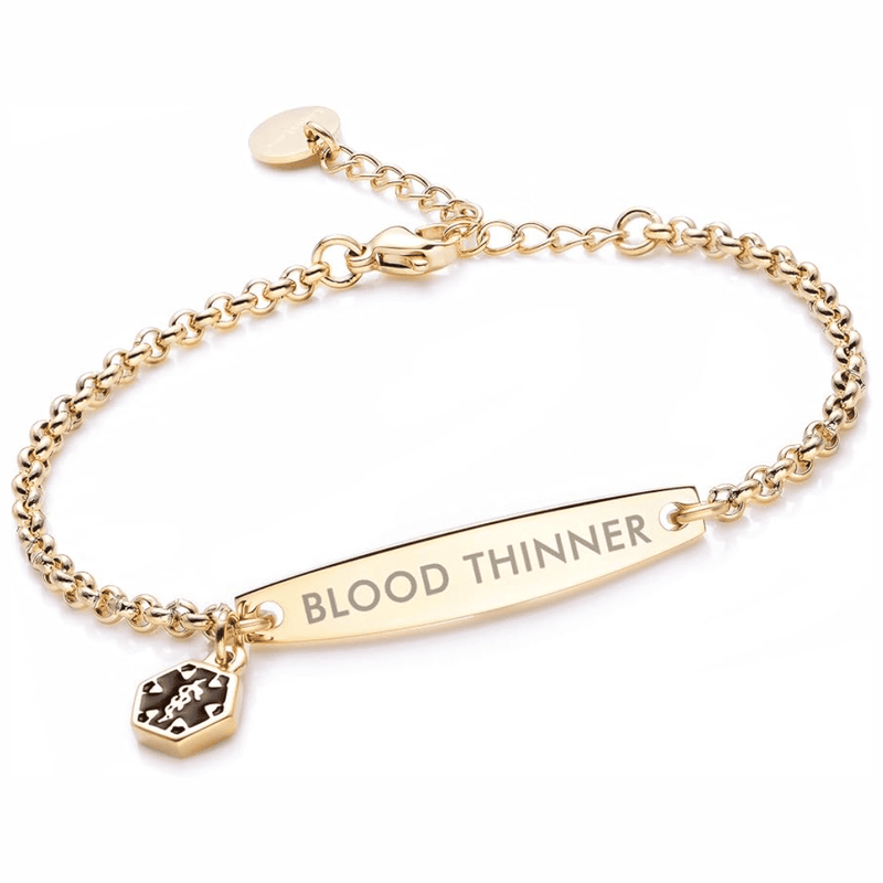 Women's Blood Thinner Medical Alert Bracelet in gold