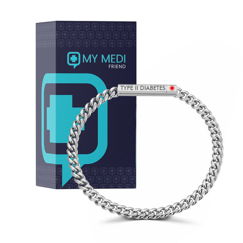 Men's Cuban Link Diabetes Medical Alert Bracelet