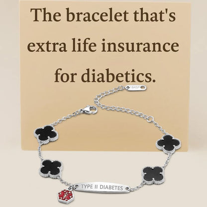 Women Flower Diabetes Medical Alert Bracelet