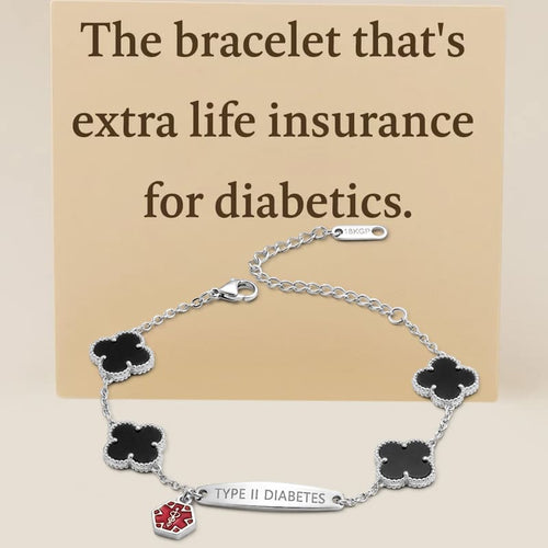 Women Flower Diabetes Medical Alert Bracelet