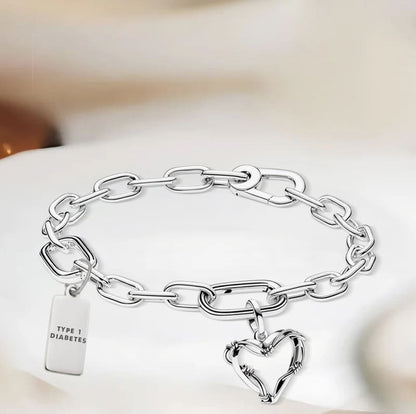 Barbed Wire Heart Diabetes Bracelet