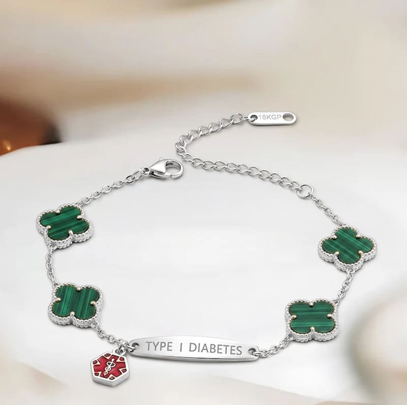 Women Flower Diabetes Medical Alert Bracelet