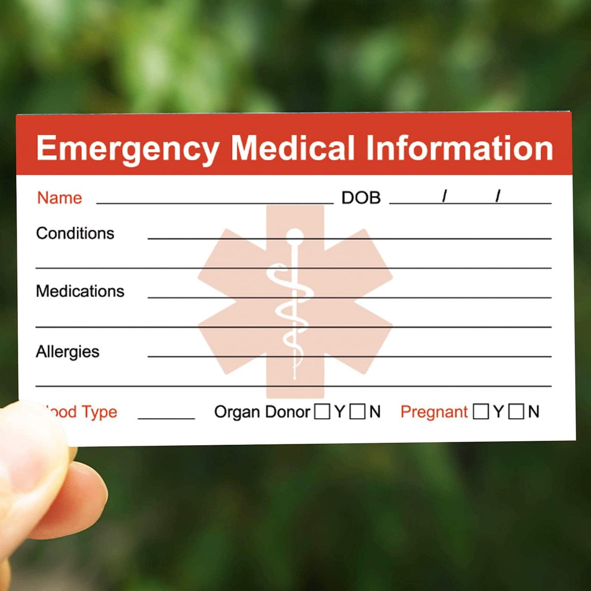 Emergency ID card included with each bracelet