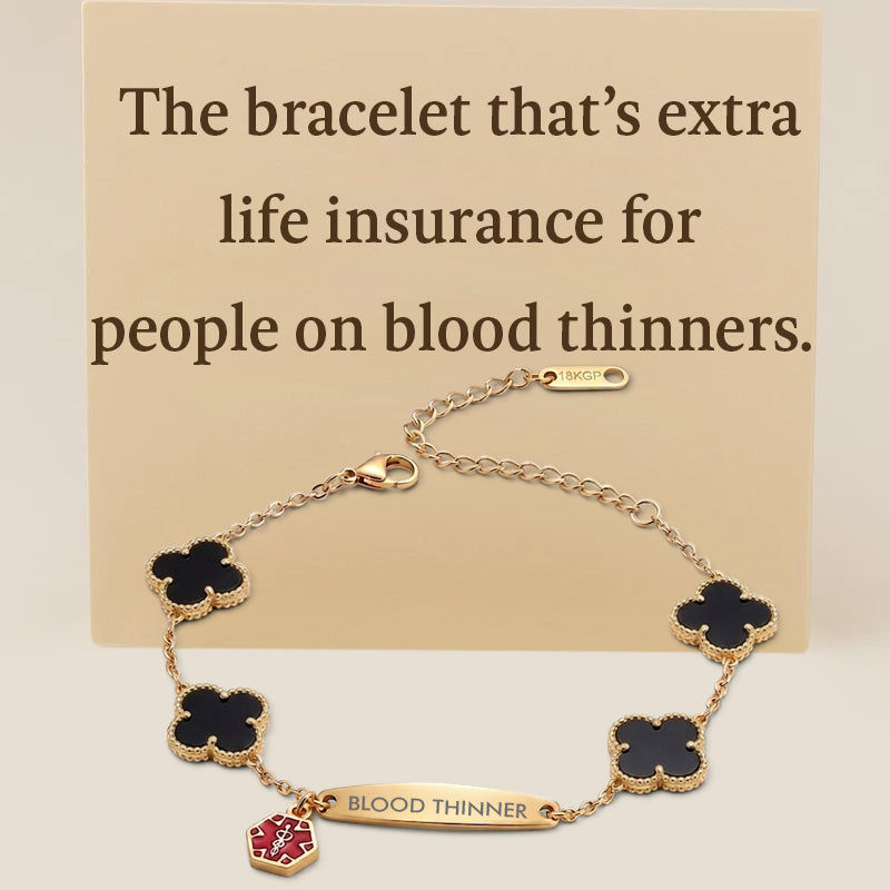 Women Flower Blood Thinner Medical Alert Bracelet