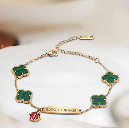 Women Flower Blood Thinner Medical Alert Bracelet