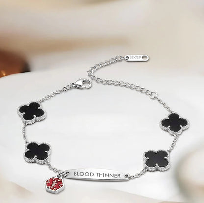 Women Flower Blood Thinner Medical Alert Bracelet