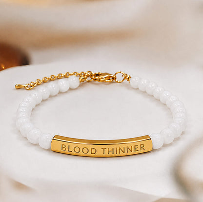My Medi Bracelet for Women - White Beaded Blood Thinner