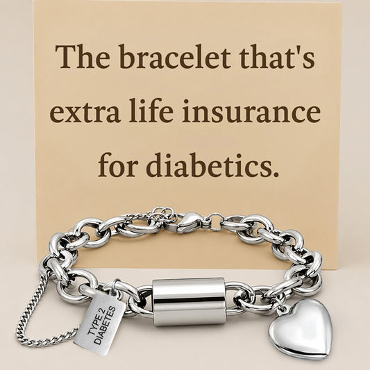 Women's Heart Chunky Diabetes Medical Alert Bracelet