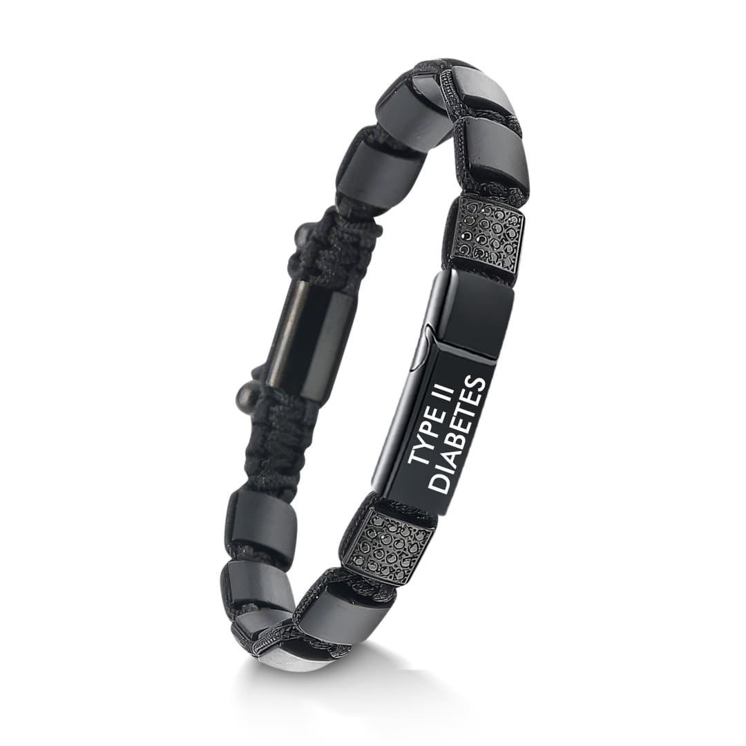 Men’s Band Style Diabetes Medical Alert Bracelet