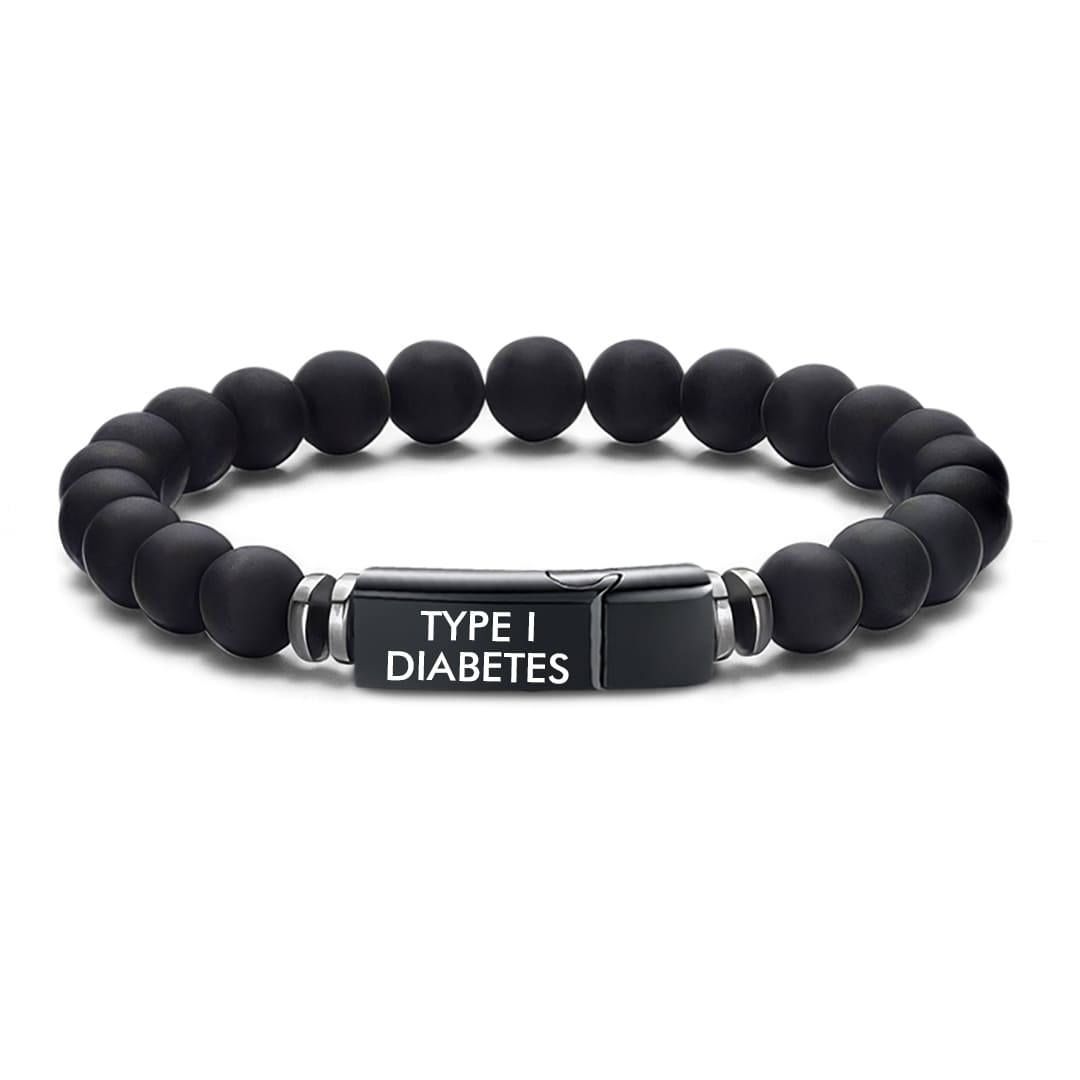 Men’s Natural Stones Diabetes Medical Alert Bracelet