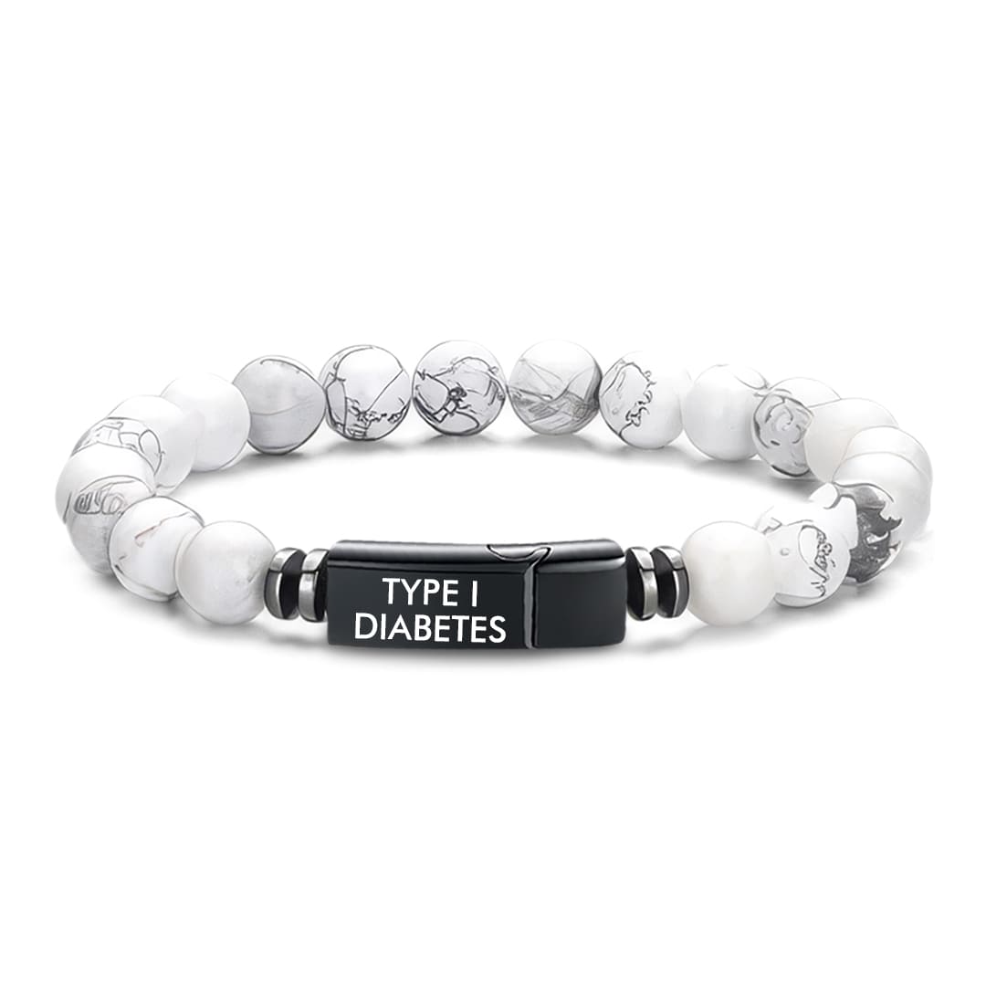 Men’s Natural Stones Diabetes Medical Alert Bracelet