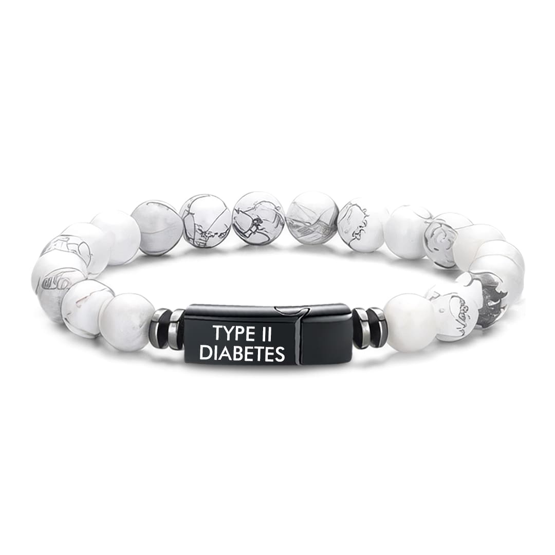 Men’s Natural Stones Diabetes Medical Alert Bracelet