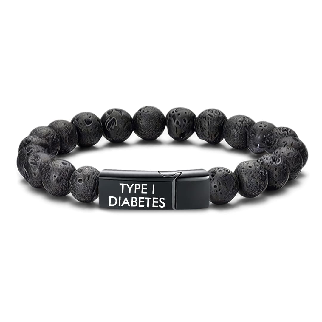 Men’s Natural Stones Diabetes Medical Alert Bracelet