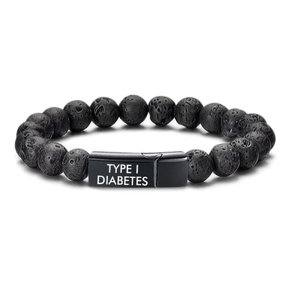 Men’s Natural Stones Diabetes Medical Alert Bracelet