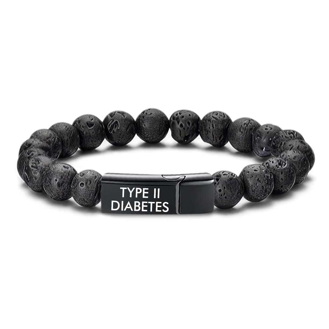 Men’s Natural Stones Diabetes Medical Alert Bracelet
