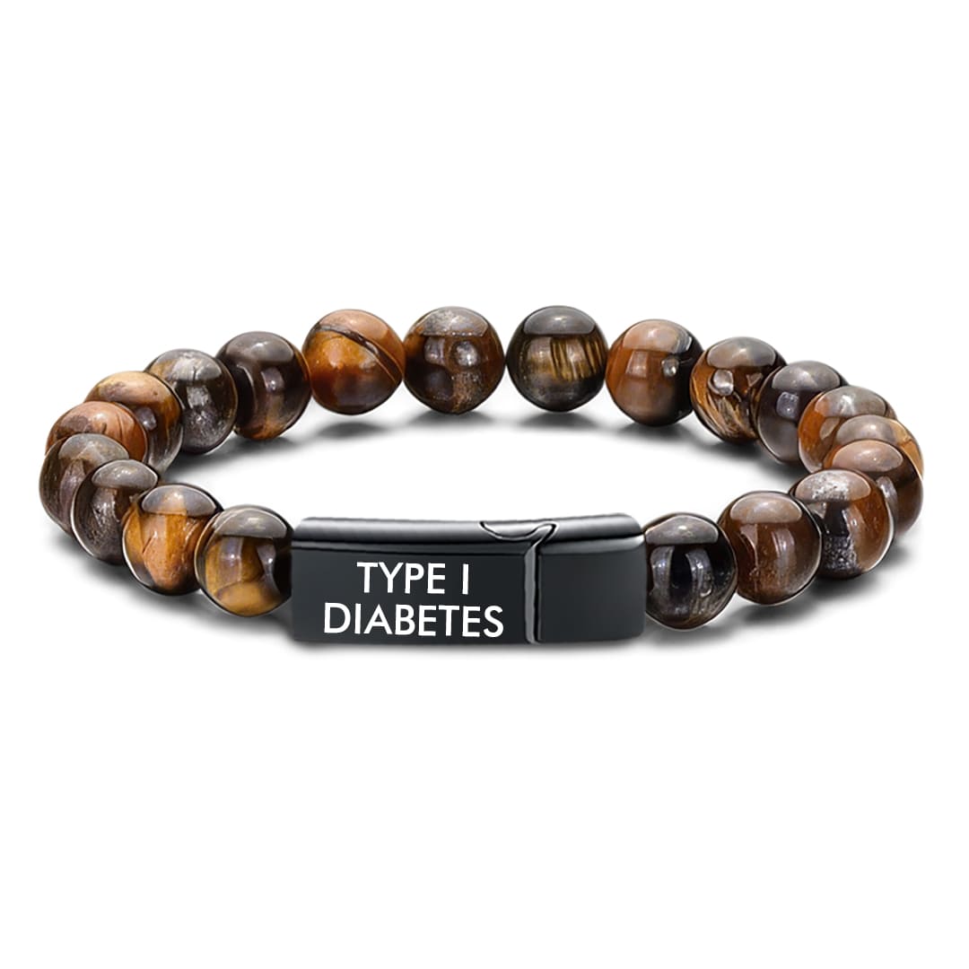Men’s Natural Stones Diabetes Medical Alert Bracelet