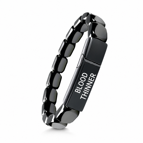 Men’s Hematite Blood Thinner Medical Alert Bracelet
