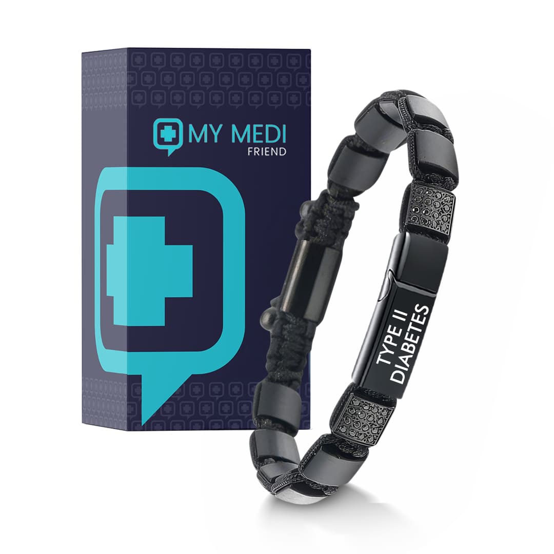 Men’s Band Style Diabetes Medical Alert Bracelet