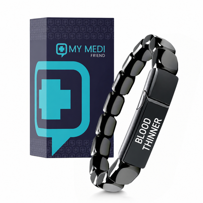 Men’s Hematite Blood Thinner Medical Alert Bracelet
