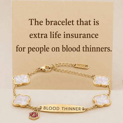 Women's White Flower Blood Thinner Medical Alert Bracelet