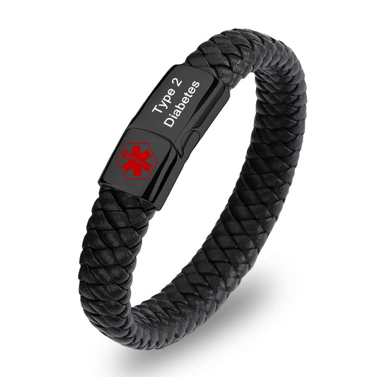 Men's Black Edition Bracelet with Red Medical Alert Symbol