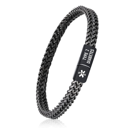 Men Black Diabetes Bracelet