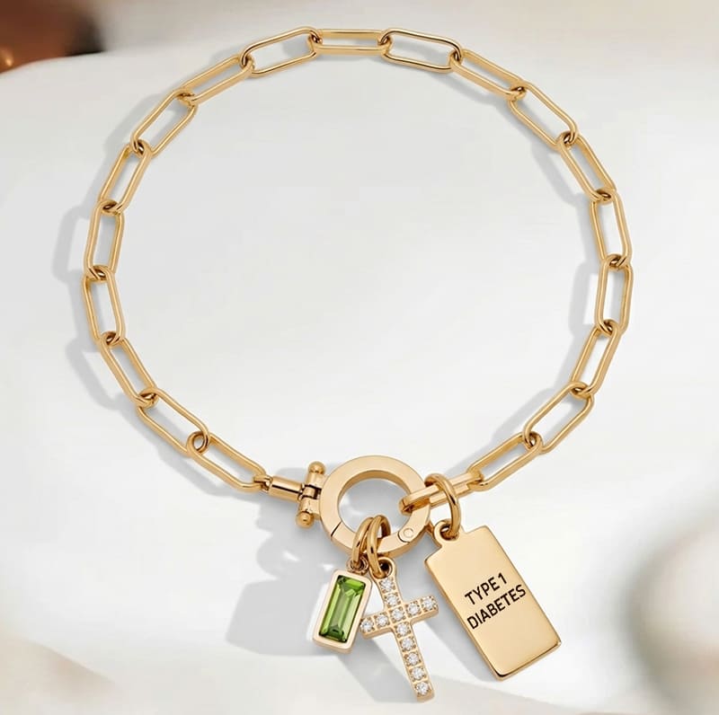 Women’s Cross Chain Diabetes Medical Alert Bracelet