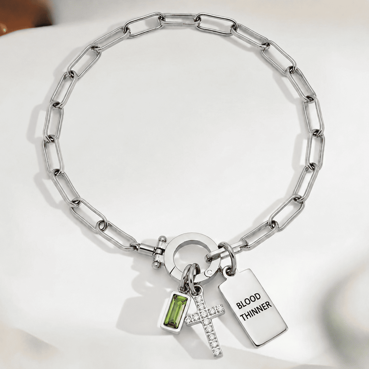 Women’s Cross Chain Blood Thinner Medical Alert Bracelet
