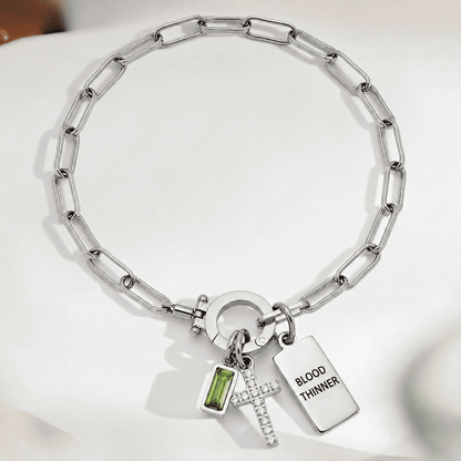 Women’s Cross Chain Blood Thinner Medical Alert Bracelet