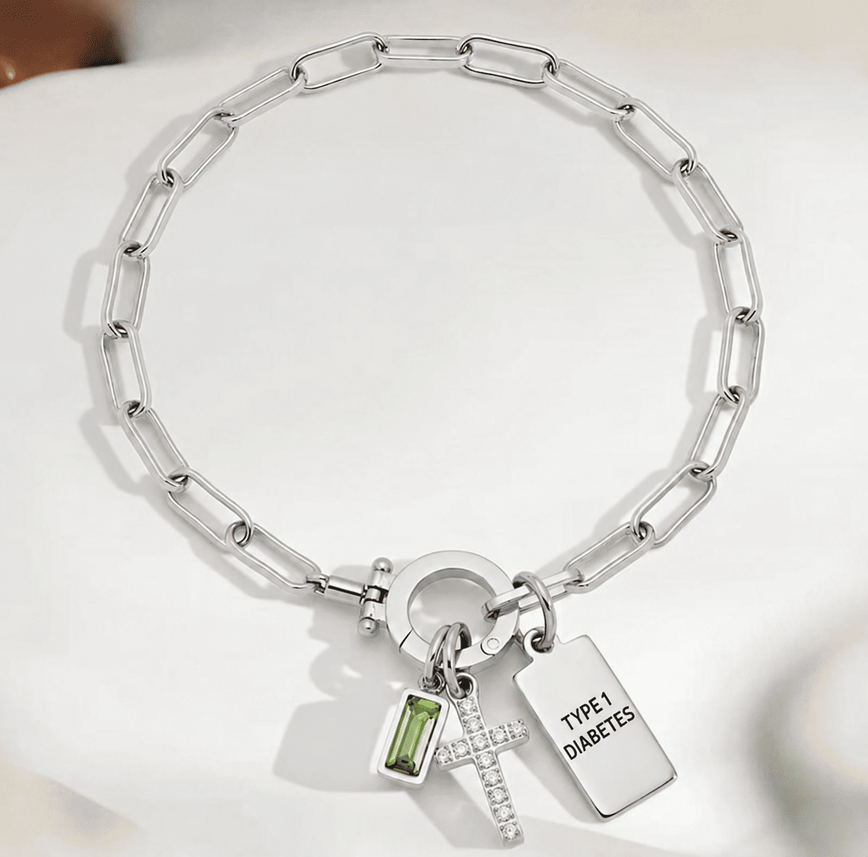 Women’s Cross Chain Diabetes Medical Alert Bracelet