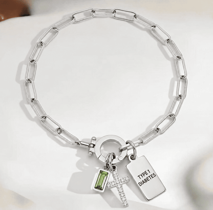 Women’s Cross Chain Diabetes Medical Alert Bracelet