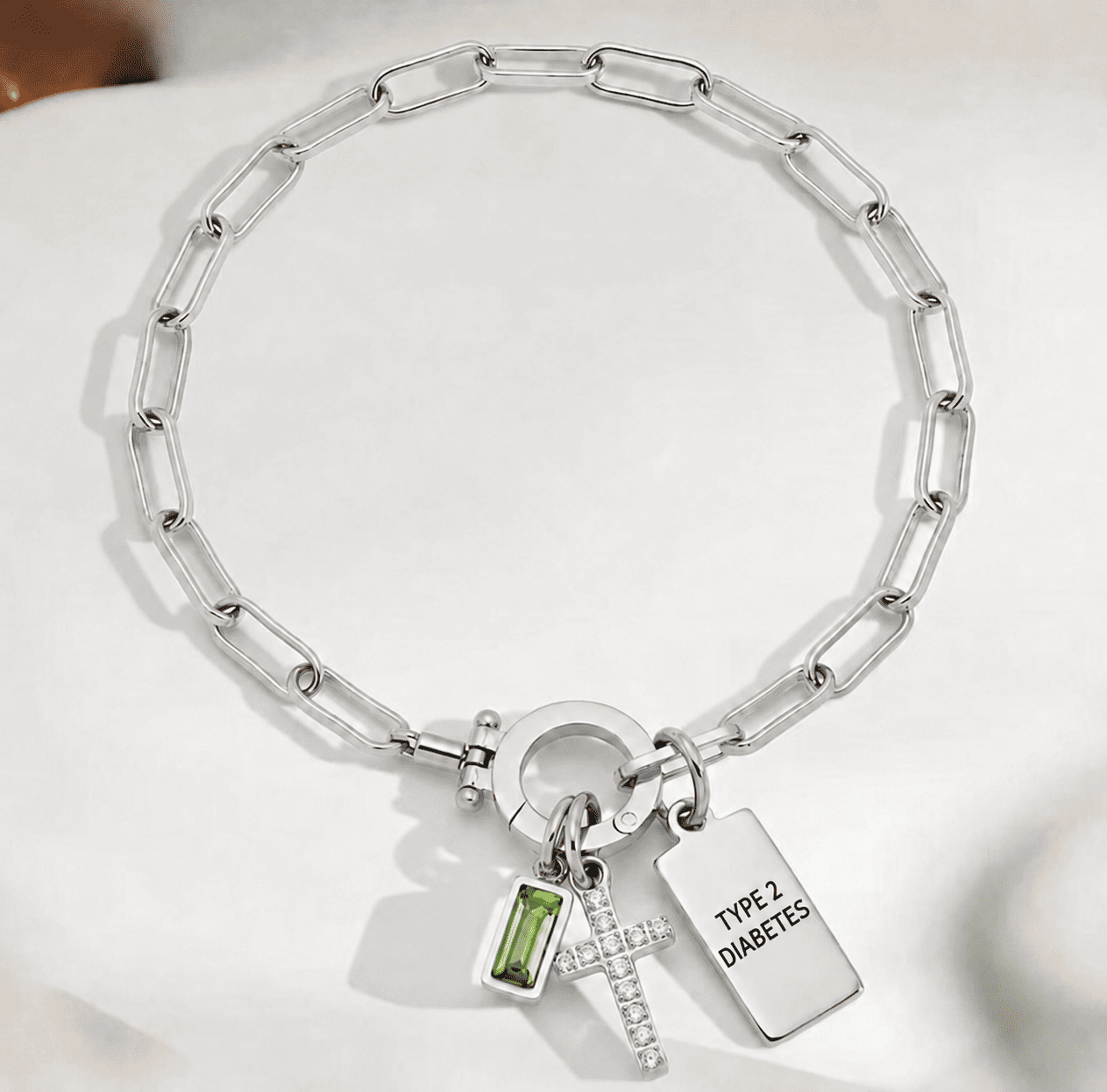 Women’s Cross Chain Diabetes Medical Alert Bracelet