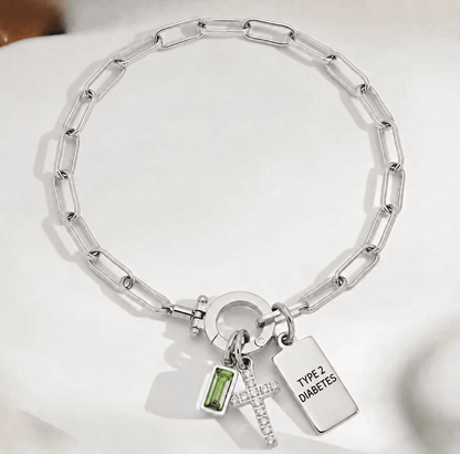 Women’s Cross Chain Diabetes Medical Alert Bracelet