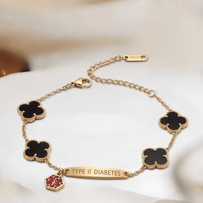 Women Flower Diabetes Medical Alert Bracelet