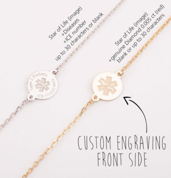 Woman's Custom Medical ID Bracelet