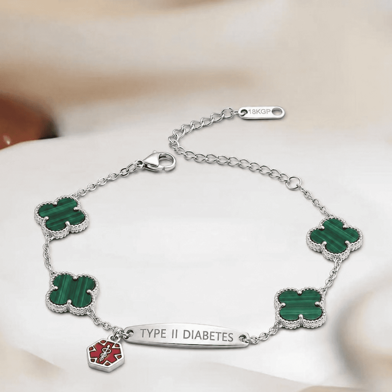 Women Flower Diabetes Medical Alert Bracelet