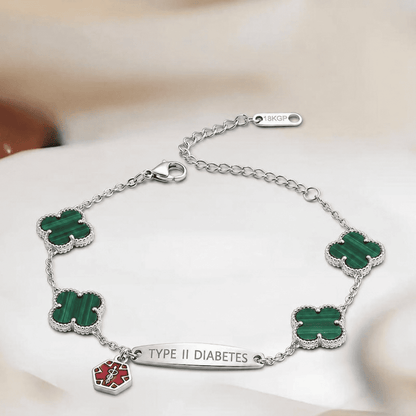 Women Flower Diabetes Medical Alert Bracelet