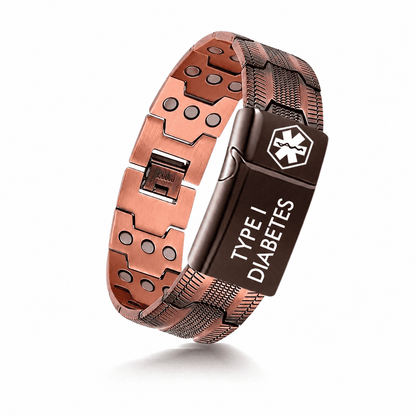 Men’s Copper Diabetes Medical Alert Bracelet